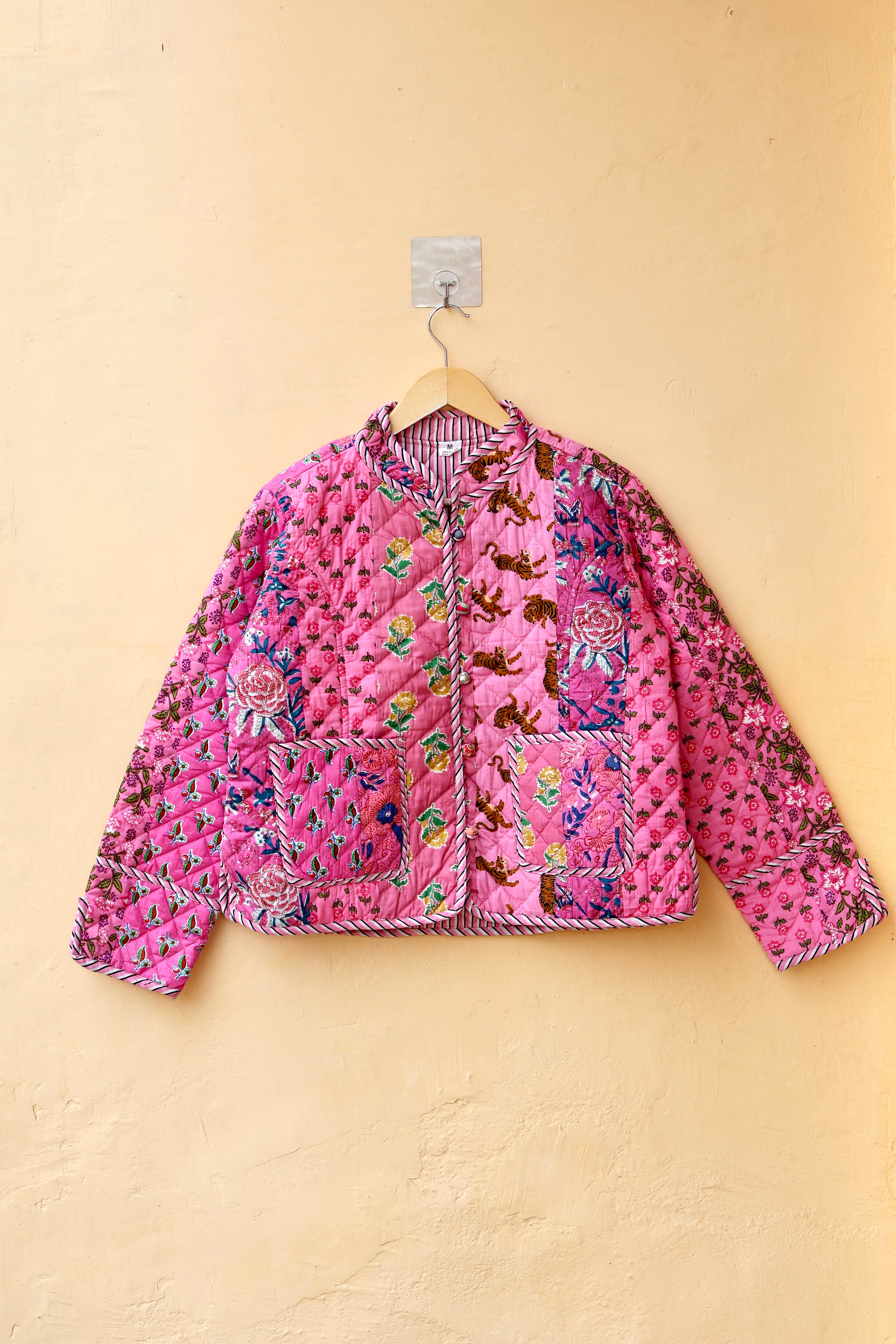 Pink Silk Patchwork Kimono Jacket, Bohemian Jacket, Patchwork Jacket, Quilted Jacket, Indian Dressing outlet Gown, Winter Jacket #FFJK 157