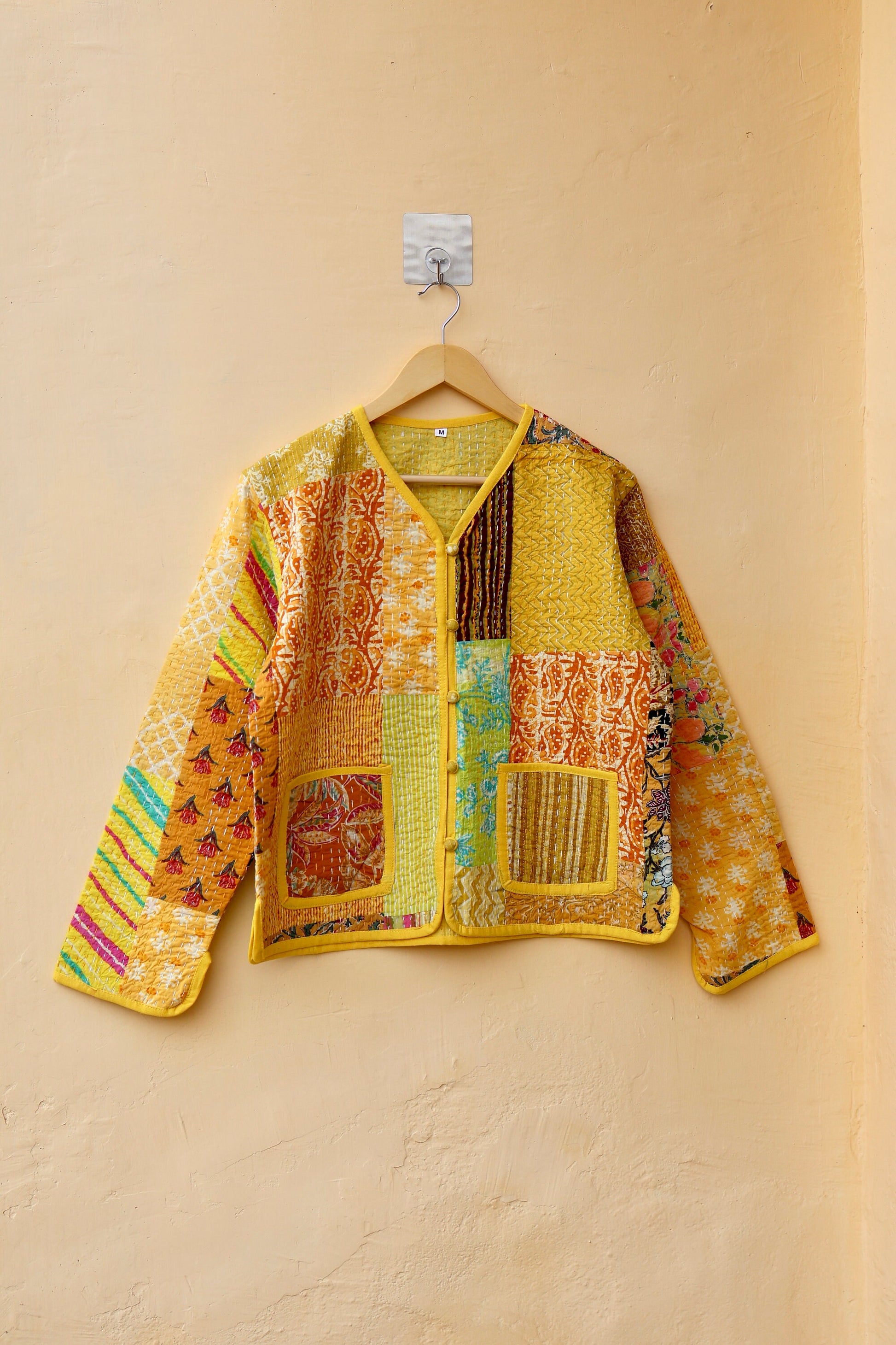 Patchwork Kantha Quilted Jacket, Handmade Floral Bohemian Style Patchwork Women's Coat, Winter Fall Spring Reversible Kantha Jacket for Her