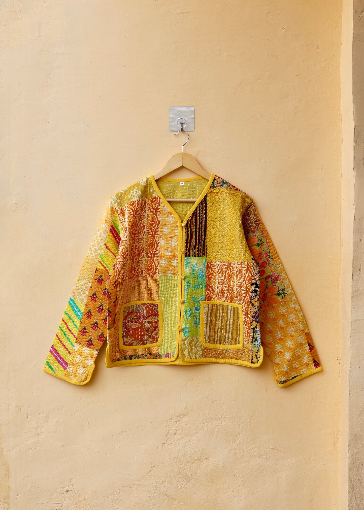 Patchwork Kantha Quilted Jacket, Handmade Floral Bohemian Style Patchwork Women's Coat, Winter Fall Spring Reversible Kantha Jacket for Her