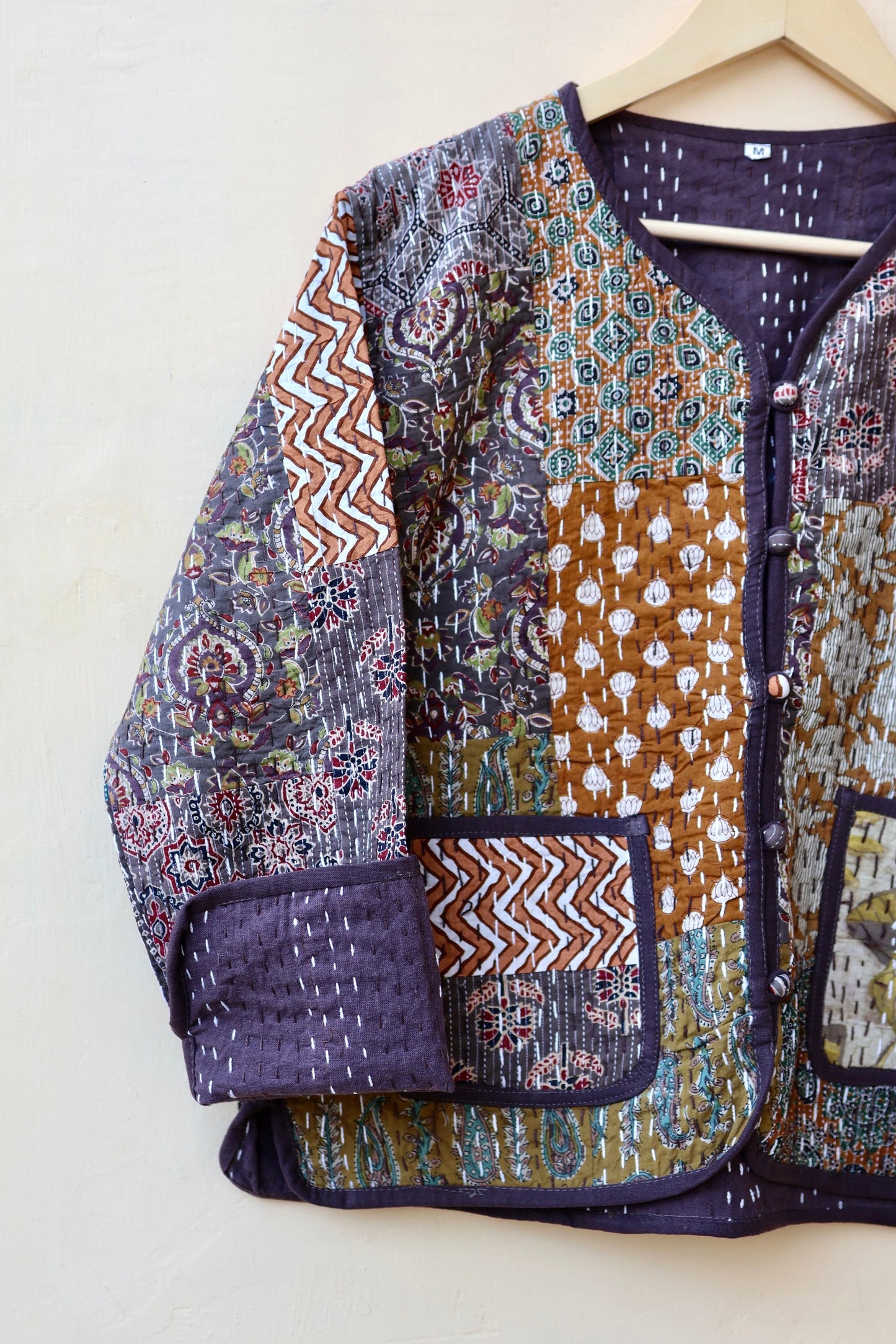 Patchwork Kantha Quilted Jacket, Indian Handmade Stylish Patchwork Women's Coat, Winter Spring Reversible Kantha Jacket for Her