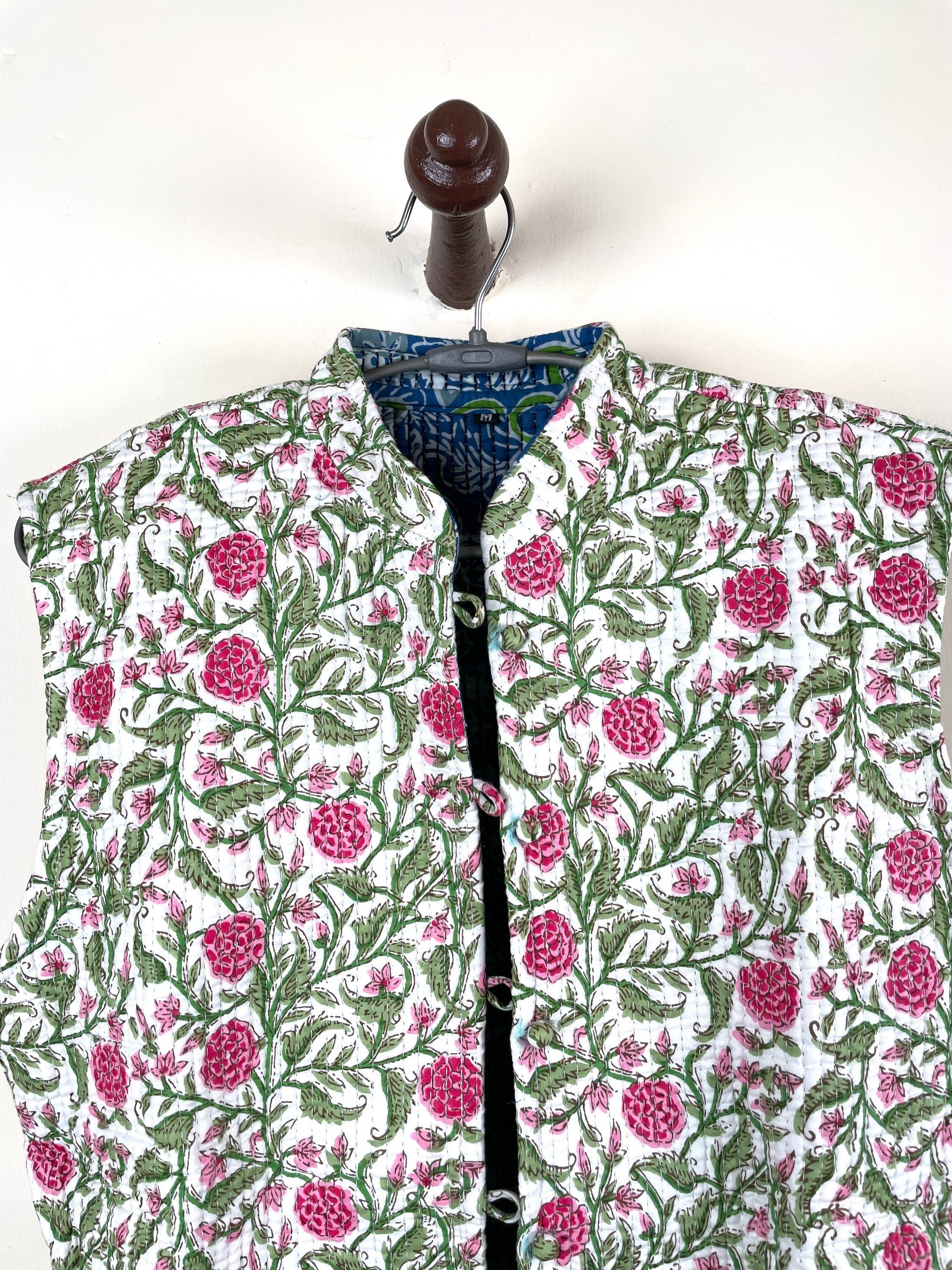 Jaipuri indigo dabu printed Reversible full sleeve jacket | Kiran's Boutique