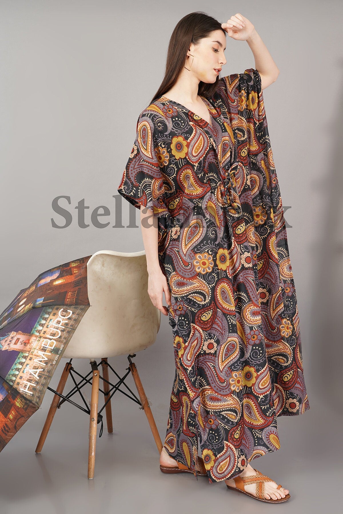 Trendy Handmade Cotton Kaftan Elegant Multi-Color Long Caftan Resort Wear Beach Dress Boho Kaftan, Gift for Her